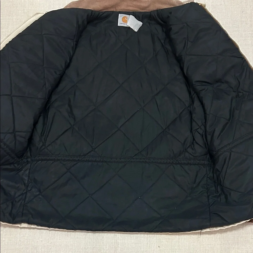 Vintage Carhartt Jacket XL Tan Thrashed Distressed Quilted Chore Barn - Picture 13 of 16